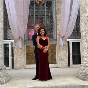 Burgundy Velvet formal/prom dress